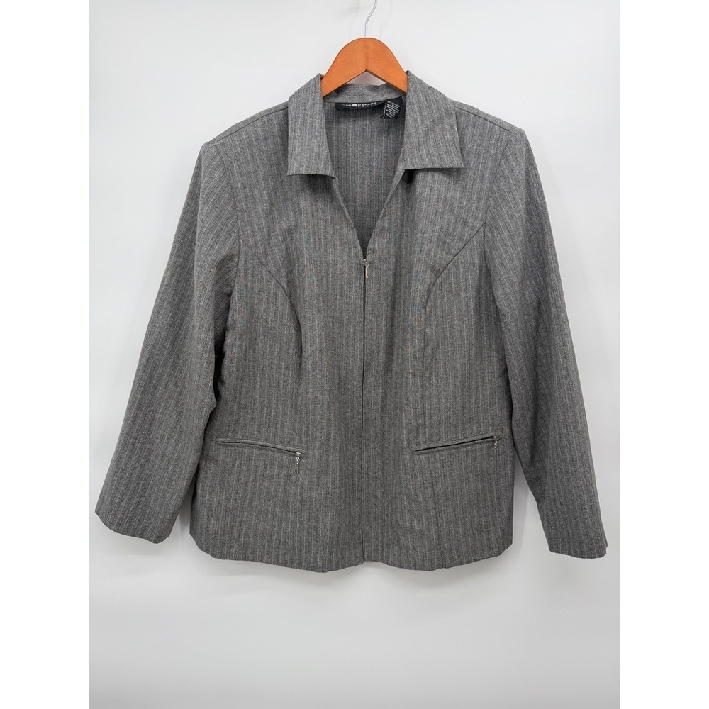 Sag Harbor Dress Woman Jacket Pinstripe Zip Front Professional Career Size 22W